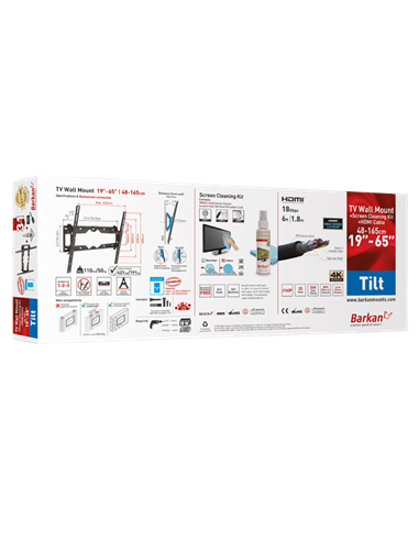 Наклонное настенное крепление BARKAN CM310+, Чёрный