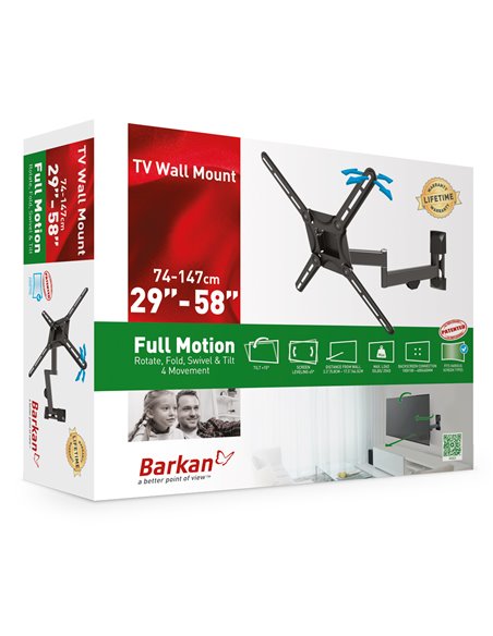 Настенное крепление для телевизора BARKAN 3420, Чёрный