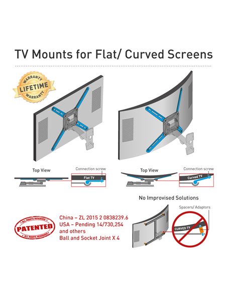 Suport TV de perete BARKAN 3420, Negru