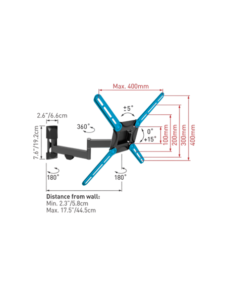 Suport TV de perete BARKAN 3420, Negru