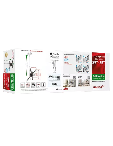 Suport TV tavan Full-motion BARKAN 3500, Alb