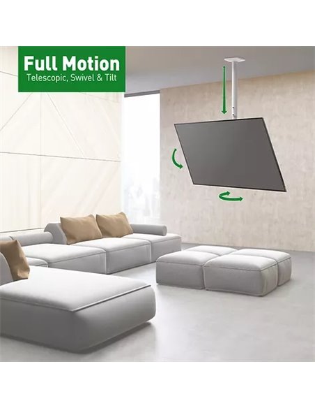 Suport TV tavan Full-motion BARKAN 3500, Alb
