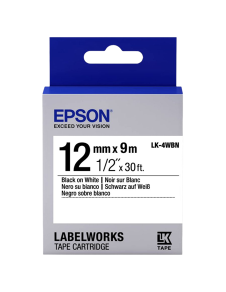 Картридж с лентой Epson LK-4WBN, 12 мм x 9 м
