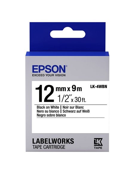Картридж с лентой Epson LK-4WBN, 12 мм x 9 м