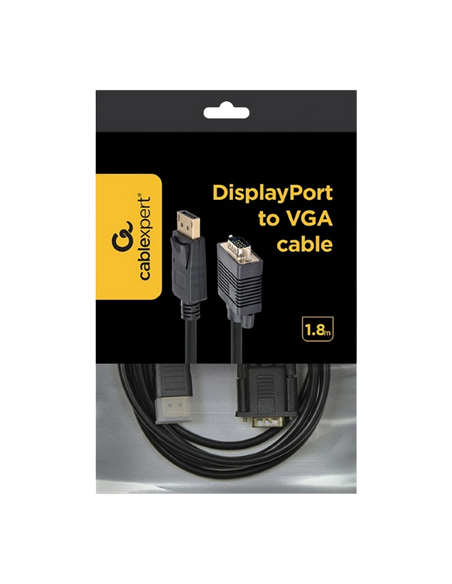 Видео кабель Cablexpert CCP-DPM-VGAM-6, DisplayPort (M) - VGA D-Sub (M), 1,8м, Чёрный