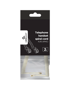 Спиральный шнур телефонной трубки Cablexpert TC4P4CS-2M, Белый 2
