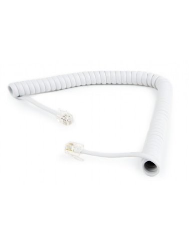 Cablu spiralat al receptorului telefonic Cablexpert TC4P4CS-2M, Alb
