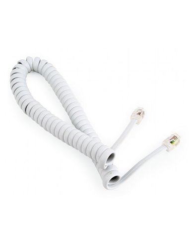 Cablu spiralat al receptorului telefonic Cablexpert TC4P4CS-2M, Alb