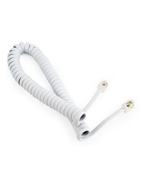 Cablu spiralat al receptorului telefonic Cablexpert TC4P4CS-2M, Alb