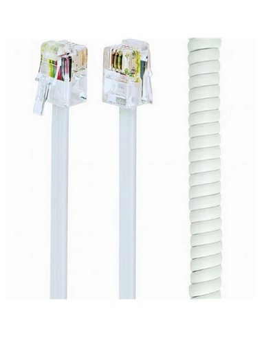 Cablu spiralat al receptorului telefonic Cablexpert TC4P4CS-2M, Alb