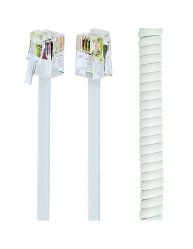 Спиральный шнур телефонной трубки Cablexpert TC4P4CS-2M, Белый