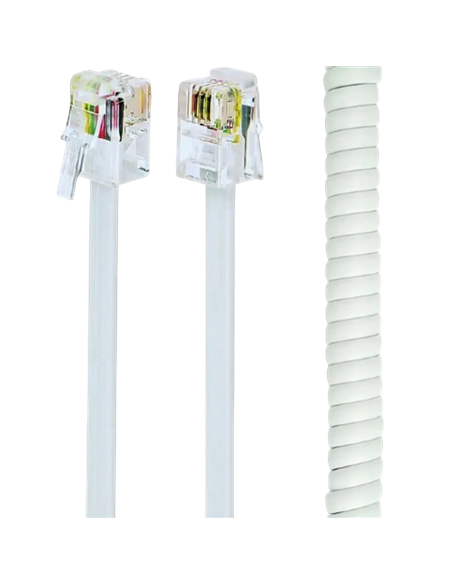 Cablu spiralat al receptorului telefonic Cablexpert TC4P4CS-2M, Alb