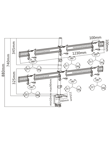 Настольный кронштейн для монитора Reflecta PLANO Desk 23-1010S, Серебристый