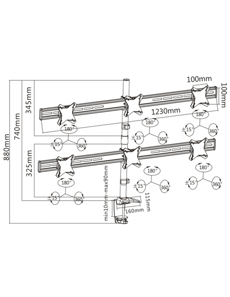 Настольный кронштейн для монитора Reflecta PLANO Desk 23-1010S, Серебристый