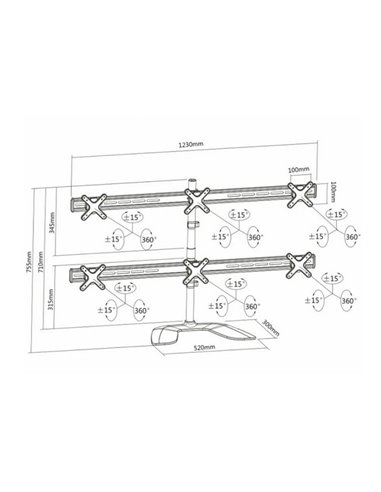 Suport birou pentru monitoare Reflecta PLANO DeskStand 23-1010 S, Argintiu