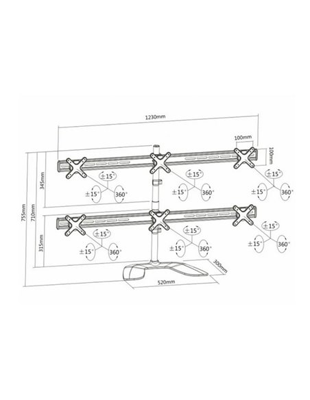 Настольный кронштейн для монитора Reflecta PLANO DeskStand 23-1010 S, Серебристый