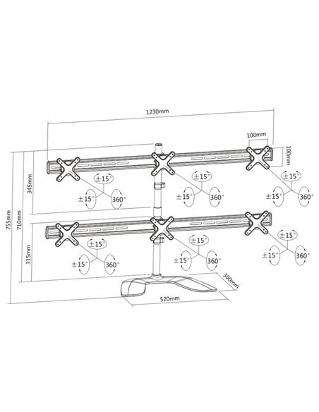 Настольный кронштейн для монитора Reflecta PLANO DeskStand 23-1010 S, Серебристый