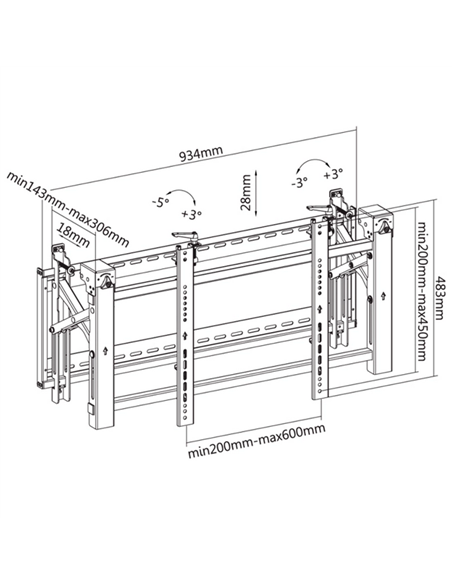 Suport fixat pe perete Reflecta PLANO Video Wall 70-6040, Negru