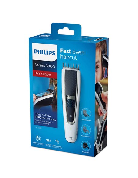 Aparat de tuns Philips Series 5000 HC5610/15, Alb | Negru