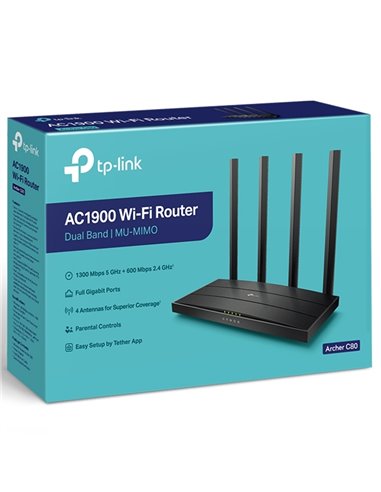 Router fără fir TP-LINK Archer C80, Negru