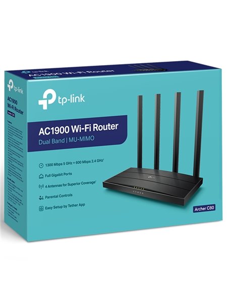 Router fără fir TP-LINK Archer C80, Negru