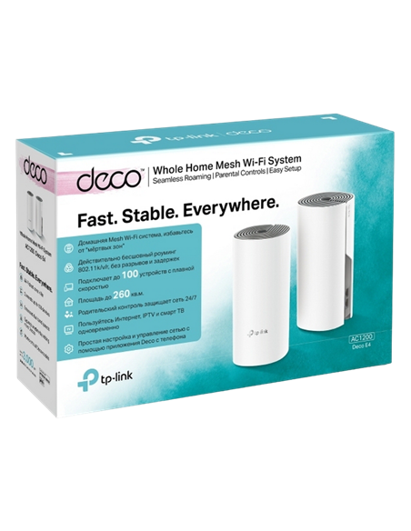 Домашняя Mesh Wi-Fi система TP-LINK Deco E4 (2-pack), Белый
