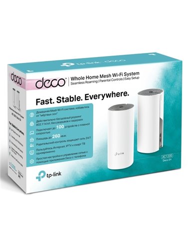 Домашняя Mesh Wi-Fi система TP-LINK Deco E4 (2-pack), Белый