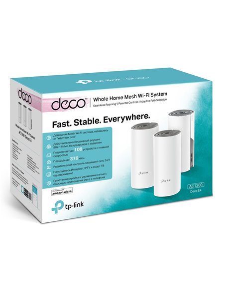 Sistem Wi-Fi Mesh TP-LINK Deco E4 (3-pack), Alb