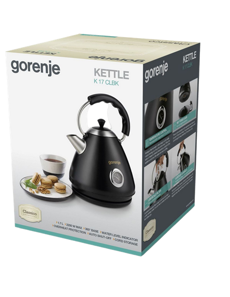 Fierbător electric Gorenje K17CLBK, Negru