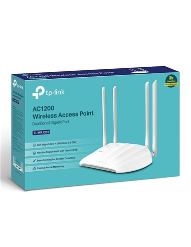 Беспроводная точка доступа TP-LINK TL-WA1201, 300 Мбит/с, 867 Мбит/с, Белый