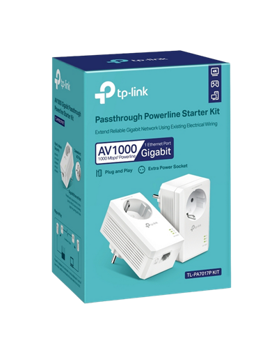 Powerline Adapter TP-LINK TL-PA7017P KIT, AV1000, 1000 Mbps, Alb