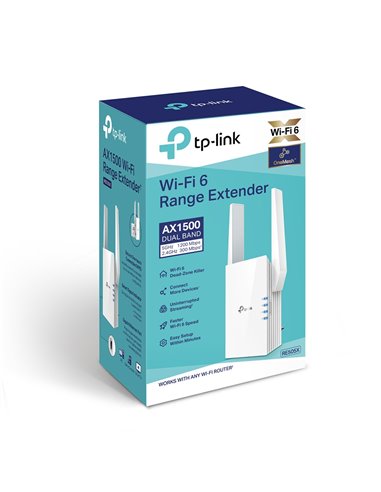 Беспроводная точка доступа TP-LINK RE505X, 300 Мбит/с, 1200 Мбит/с, Белый