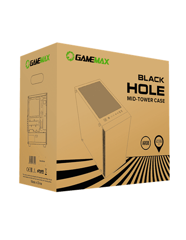 Carcasă PC Gamemax Black Hole, Midi-Tower, Fără PSU, Negru