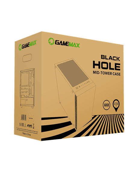 Carcasă PC Gamemax Black Hole, Midi-Tower, Fără PSU, Negru