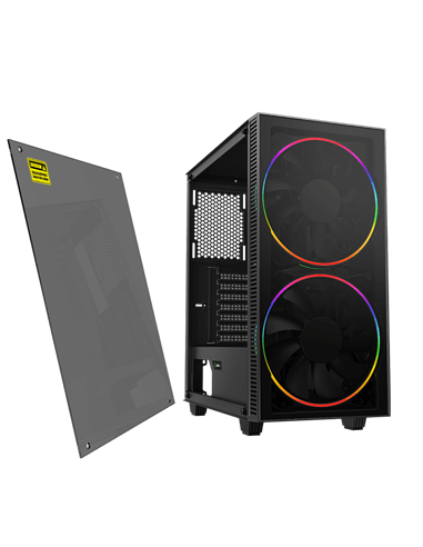 Carcasă PC Gamemax Black Hole, Midi-Tower, Fără PSU, Negru