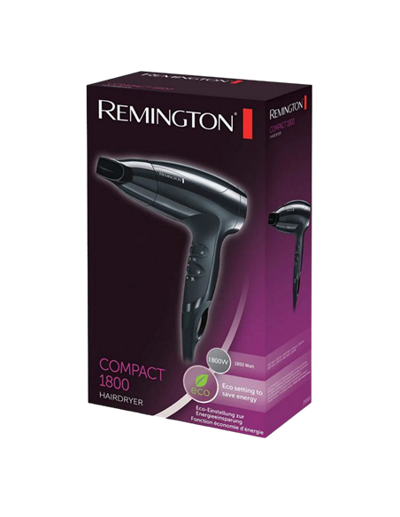 Uscător de păr compact Remington Compact D5000, 1800 W, Negru