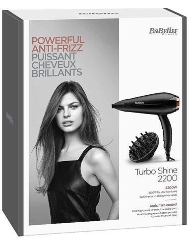 Uscător de păr BaByliss Turbo Shine D570DE, 2200 W, Negru