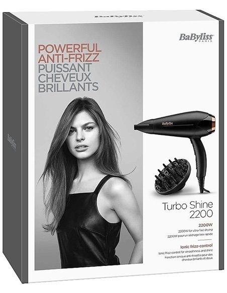 Фен BaByliss Turbo Shine D570DE, 2200 Вт, Чёрный
