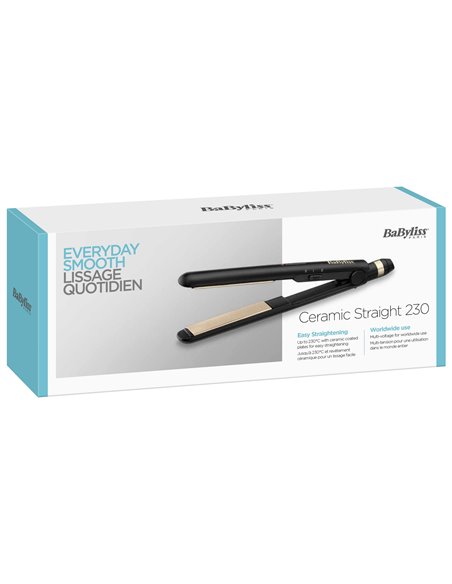 Placă de îndreptat părul BaByliss Ceramic Straight ST089E, Negru