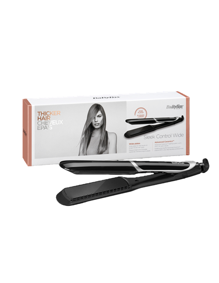 Placă de îndreptat părul BaByliss Sleek Control Wide ST397E, Negru