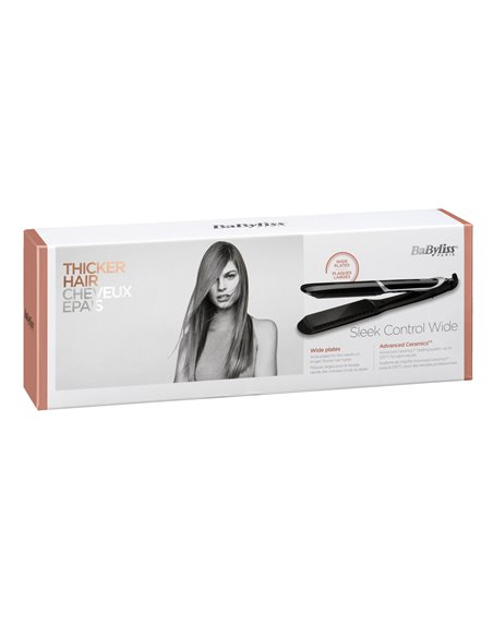 Placă de îndreptat părul BaByliss Sleek Control Wide ST397E, Negru