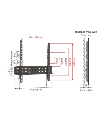 Suport fixat pe perete BARKAN E30, Negru