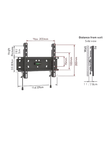 Фиксированное настенное крепление BARKAN E20, Чёрный