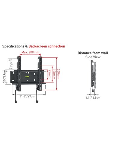 Фиксированное настенное крепление BARKAN E20, Чёрный