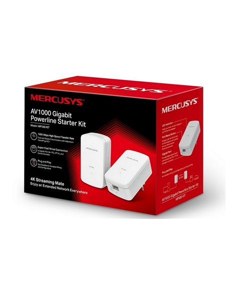 Адаптер Powerline MERCUSYS MP500 KIT, AV1000, 1000 Мбит/с, Белый