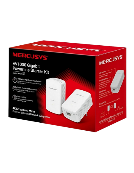 Адаптер Powerline MERCUSYS MP500 KIT, AV1000, 1000 Мбит/с, Белый
