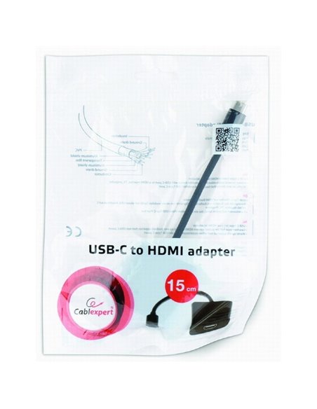 Adaptor Video Cablexpert A-CM-HDMIF-01, Type-C - HDMI (F), 0,15m, Negru