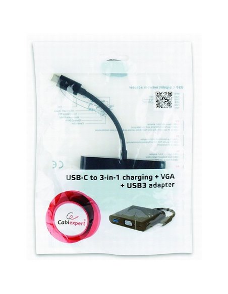 Видеоадаптер Cablexpert A-CM-VGA3in1-01, Type-C - , 0,15м, Чёрный