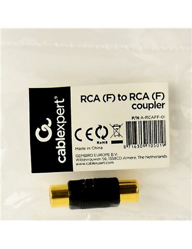 Аудио адаптер Cablexpert A-RCAFF-01, RCA (F) - RCA (F), Чёрный