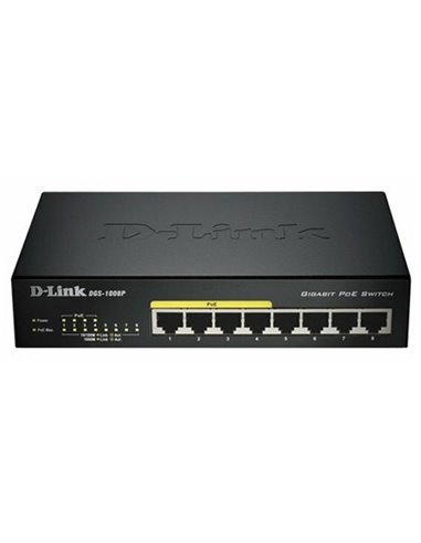 PoE коммутатор D-Link DGS-1008P, 4x IEEE 802.3af